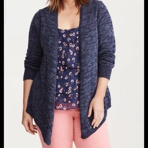Torrid Needle Stitch Draped Front Cardigan Blue 